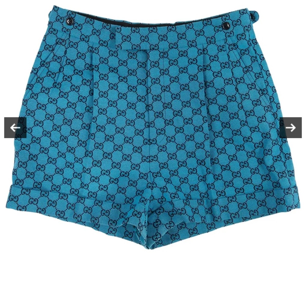 Gucci Teal and Black Patterned High Waist Shorts - Picture 3 of 6